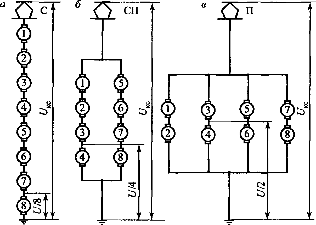 Схемы соединения тяговых электродвигателей восьмиосного электровоза