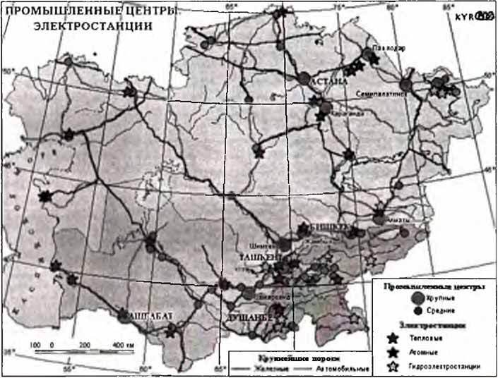 Дислокация промышленных центров Казахстана