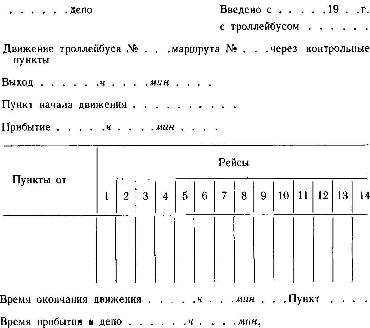 Расписание движения троллейбусов | Пособие для изучения ПТЭ троллейбуса 1968