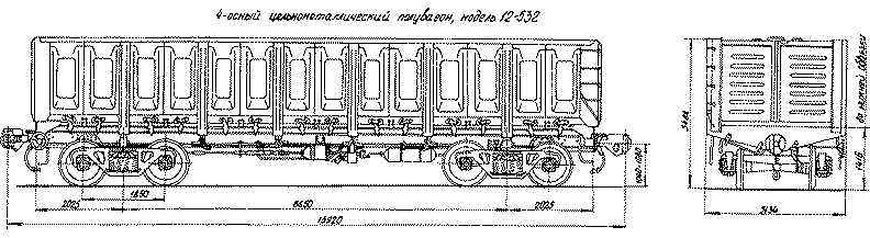 4-осный цельнометаллический полувагон, модель 12-532