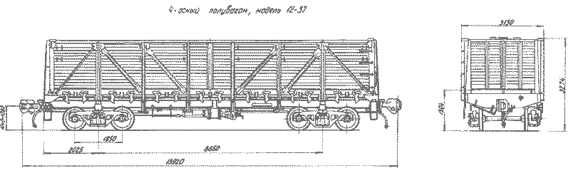 4-осный полувагон, модель	12-37