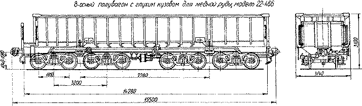 8-осный полувагон с глухим кузовом для медной руды, модель 22-466